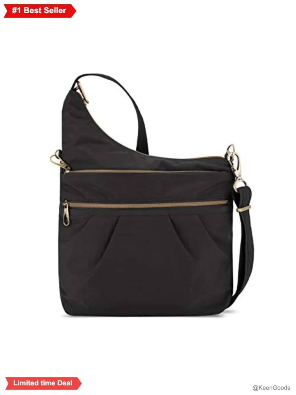 Travelon Anti-Theft Signature 3 Compartment Crossbody Bag Nylon RFID Travel